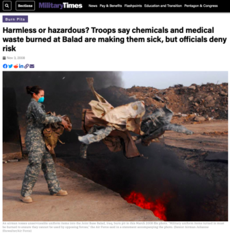 Military Times scoop in US military burn pits