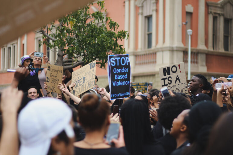A 2019 protest in southern Africa against gender-based violence.